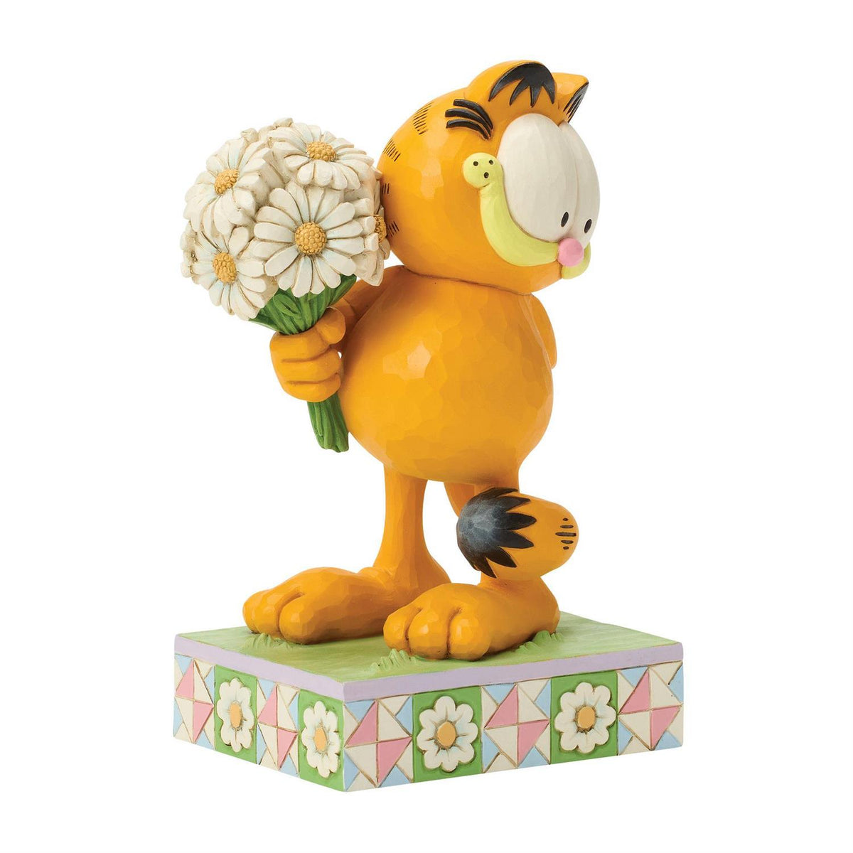 Garfield holding a Bouquet of Daisies