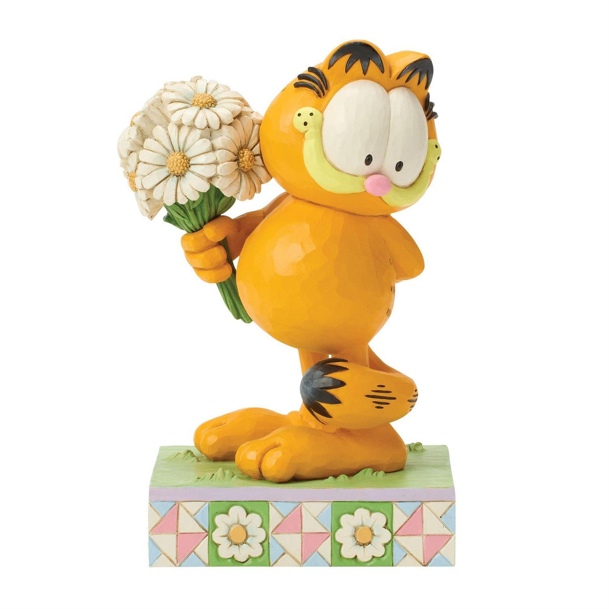 Garfield holding a Bouquet of Daisies