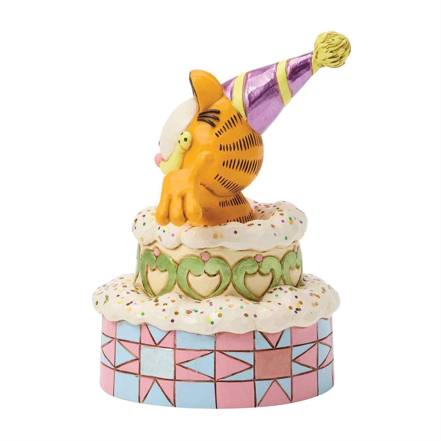 Garfield wearing a Birthday Hat jumping out of a Cake