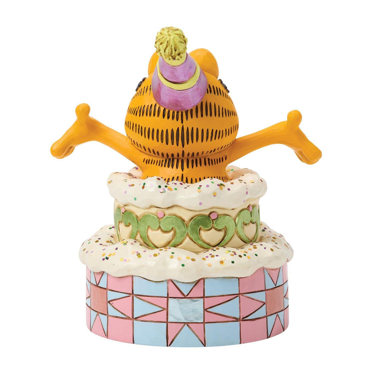 Garfield wearing a Birthday Hat jumping out of a Cake