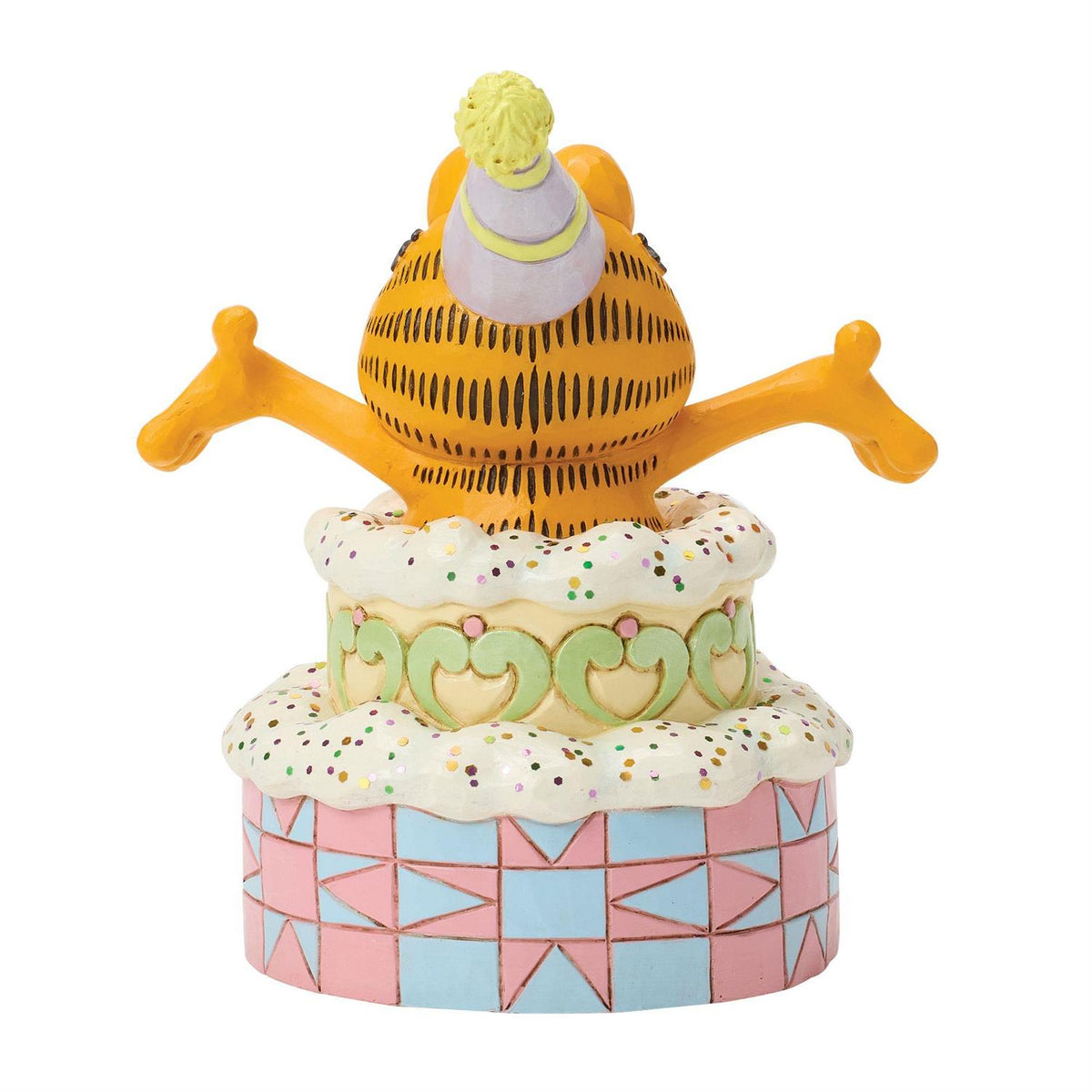 Garfield wearing a Birthday Hat jumping out of a Cake