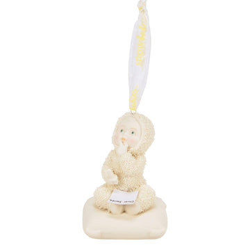 Buy Snowbabies at CountryNMoreGifts.com Snowbaby making a list for Santa Ornament