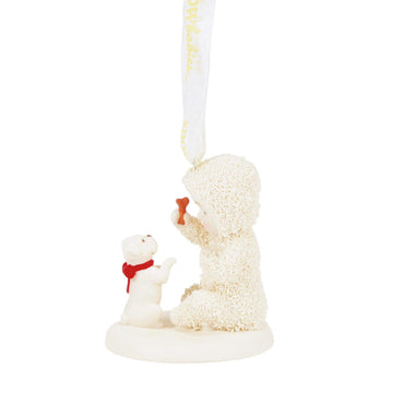 Buy Snowbabies at CountryNMoreGifts.com Snowbaby giving his new dog a Treat Ornament