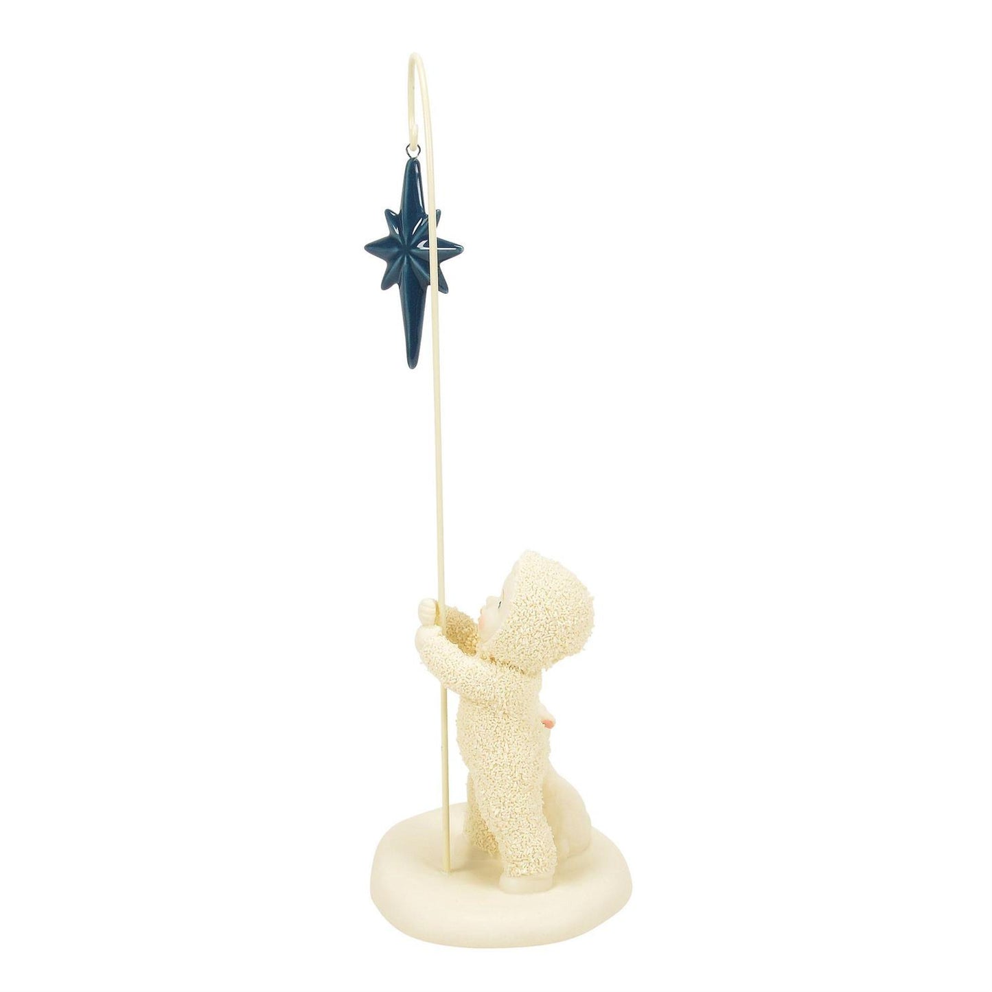 Buy Snowbabies at CountryNMoreGIfts.com Snowbaby holding a Blue Star up with a lamb laying next to him