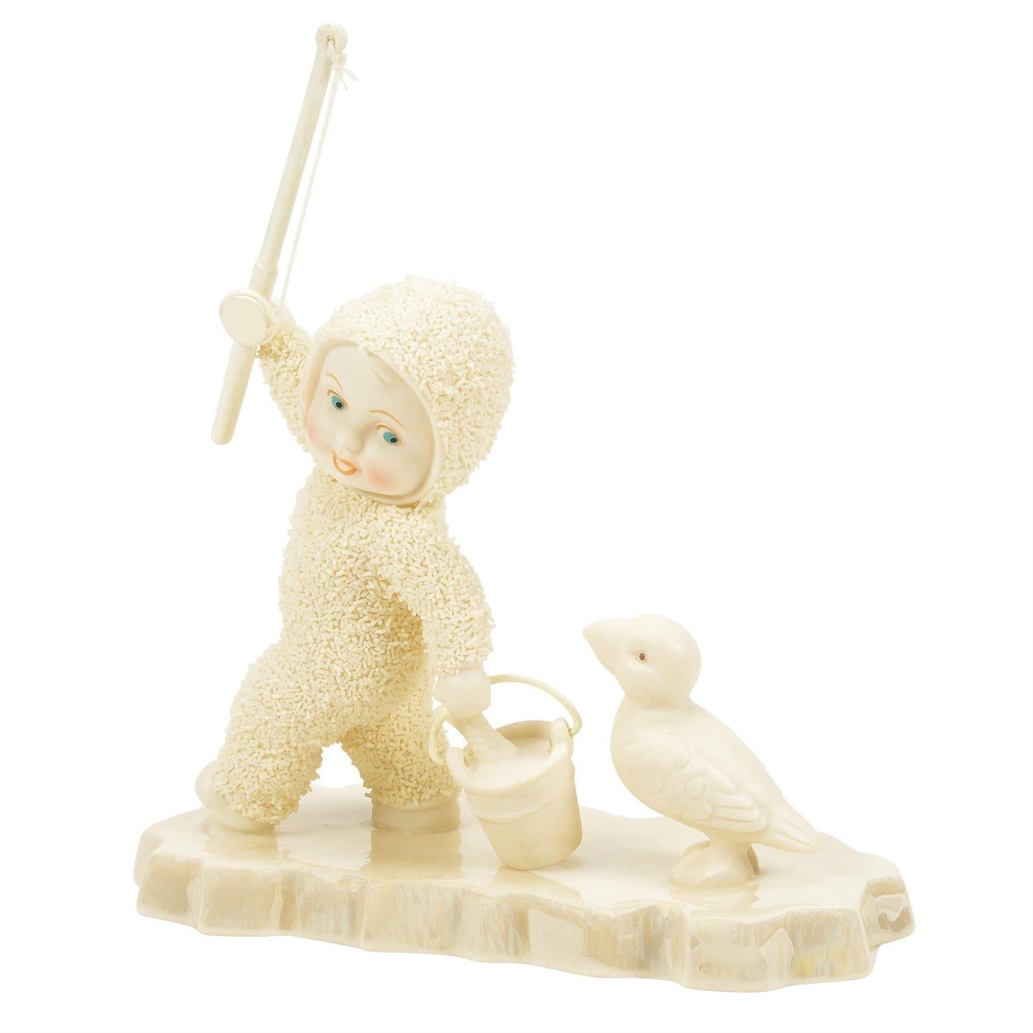 Buy Snowbabies at CountryNMoreGifts.com Snowbaby fishing with a Puffin watching