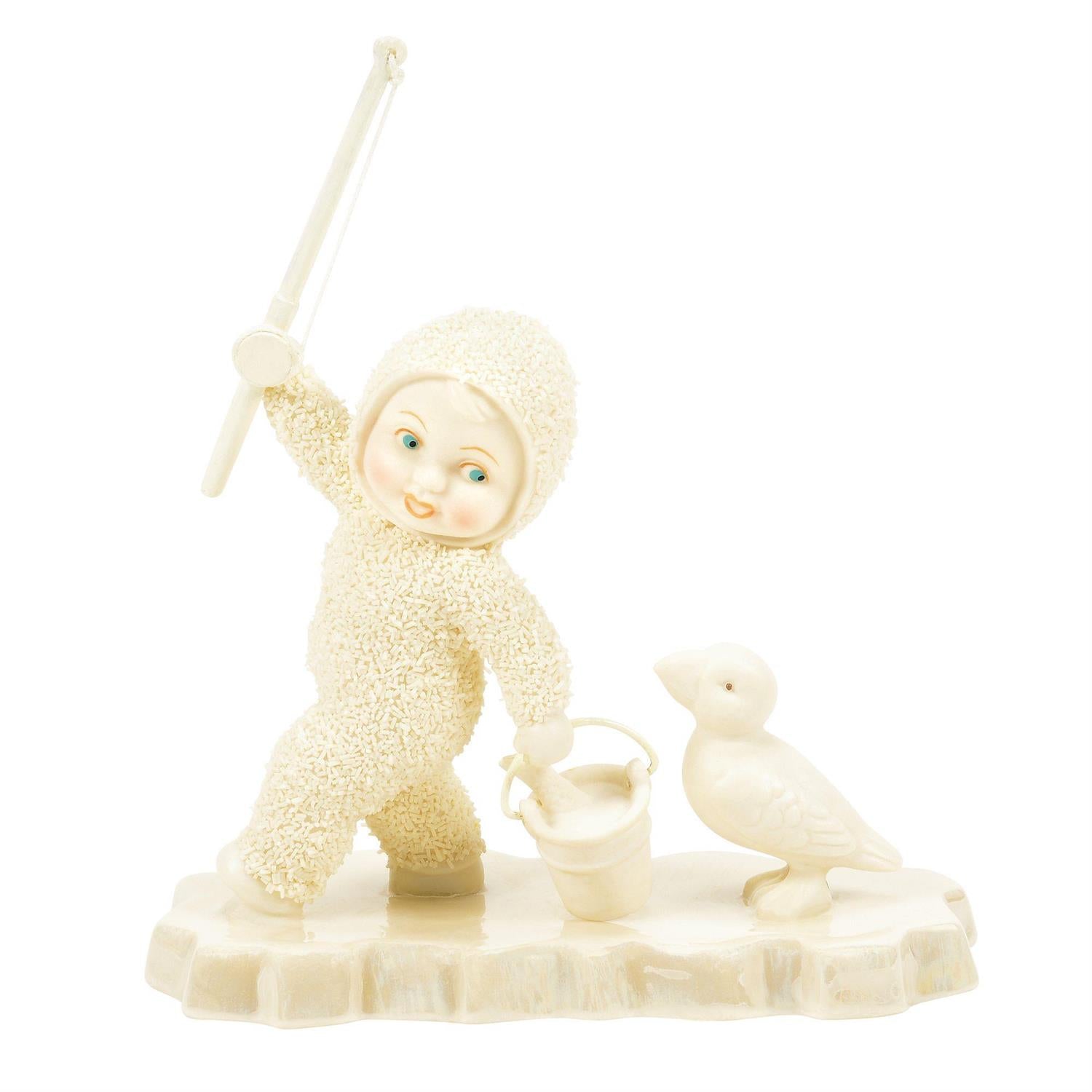Buy Snowbabies at CountryNMoreGifts.com Snowbaby fishing with a Puffin watching