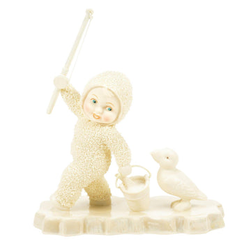 Buy Snowbabies at CountryNMoreGifts.com Snowbaby fishing with a Puffin watching