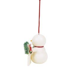 Buy Snowpinions at CountryNMoreGifts.com Snowpinion with a black eye holding garland Ornament