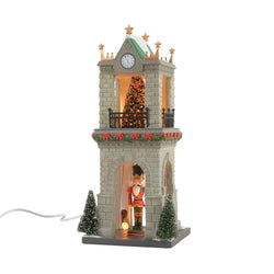 Buy Department 56 at CountryNMoreGifts.com Clock Tower with a Lit Tree at the Top and Nutcracker on the bottom