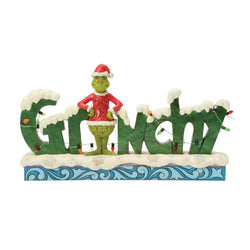 Buy Jim Shore at CountryNMoreGifts.com Grinch standing in the middle of his Grinchy Word Figurine
