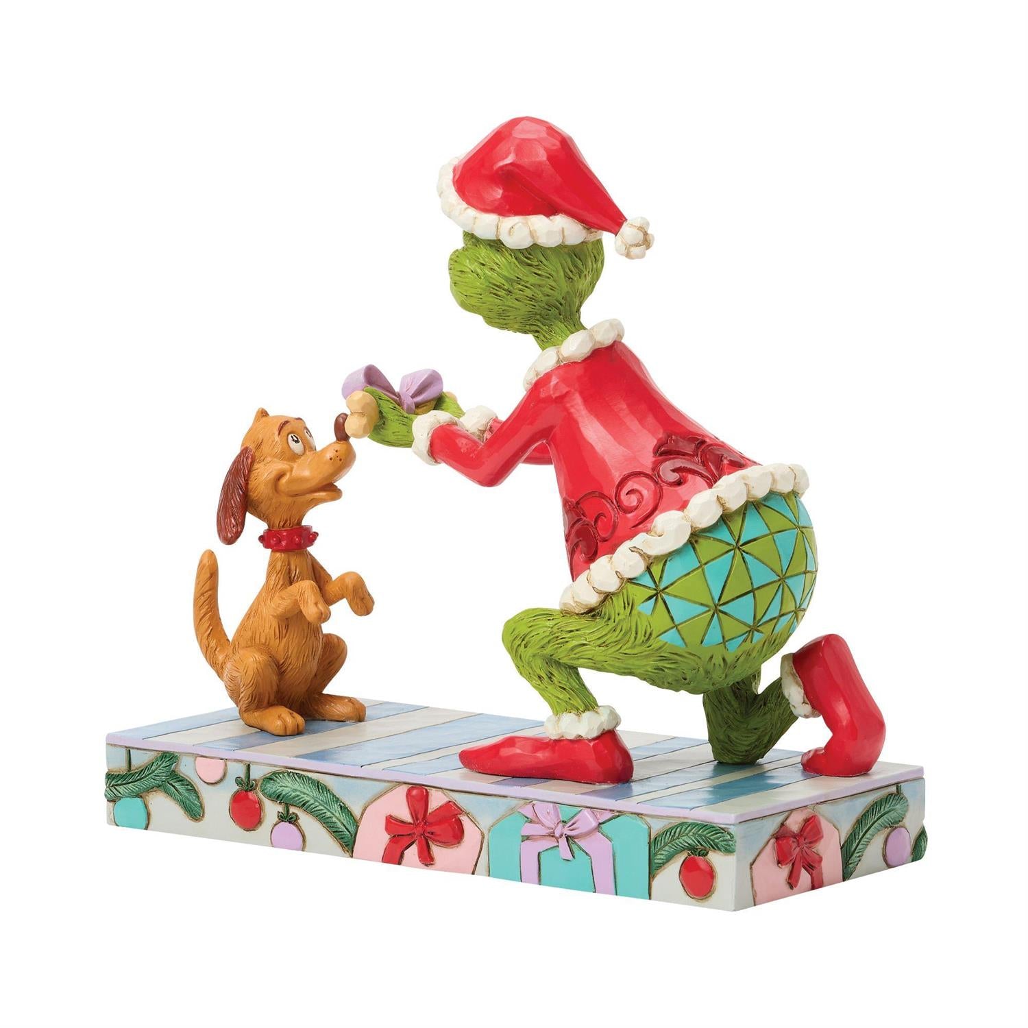 Grinch Giving Max a Bone Figurine - Country N More Gifts