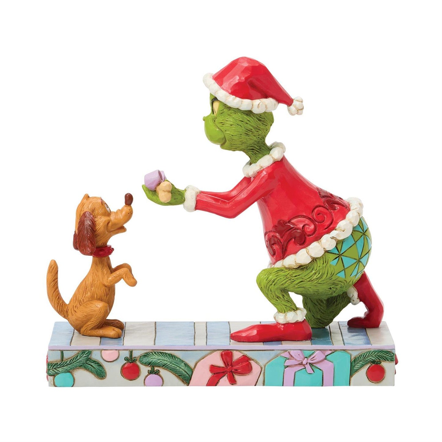 Grinch Giving Max a Bone Figurine - Country N More Gifts