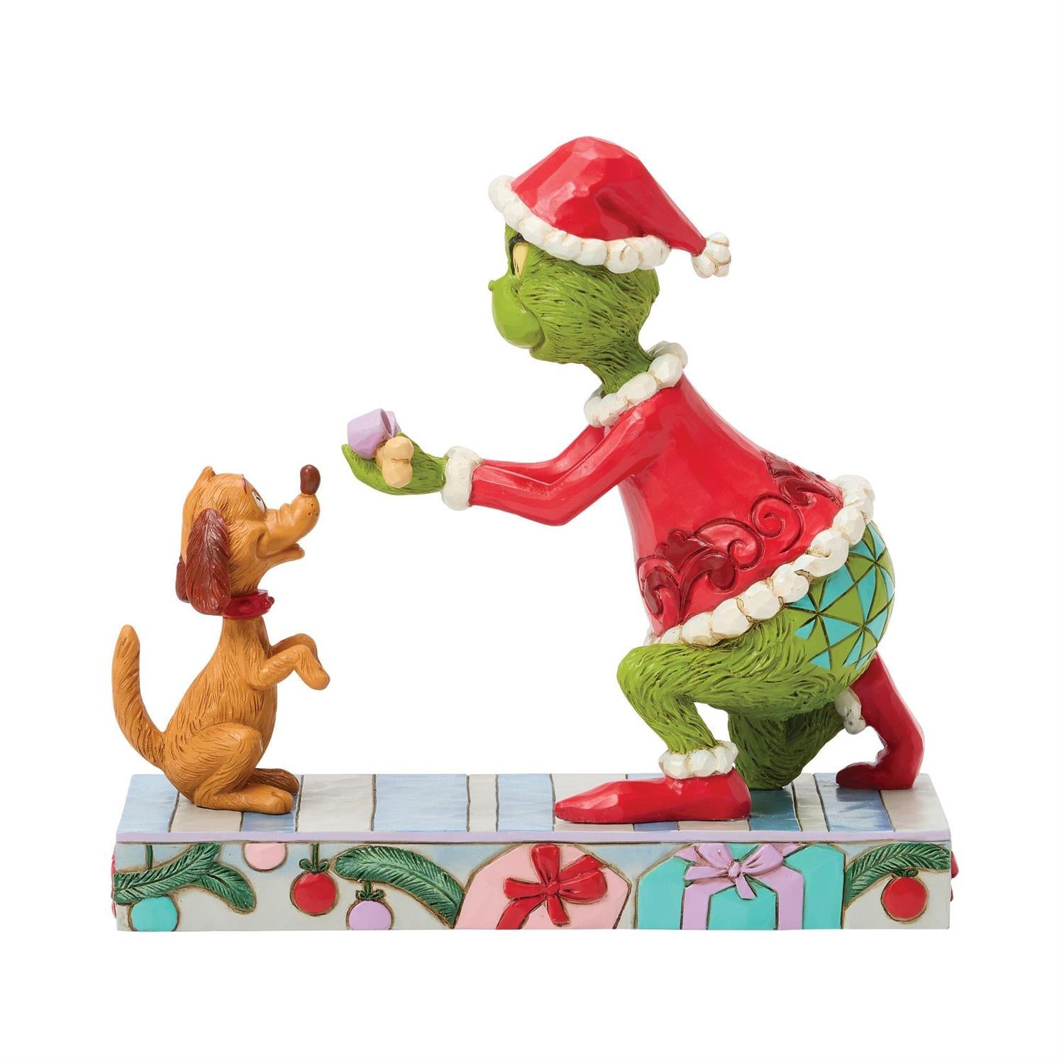 Grinch Giving Max a Bone Figurine - Country N More Gifts