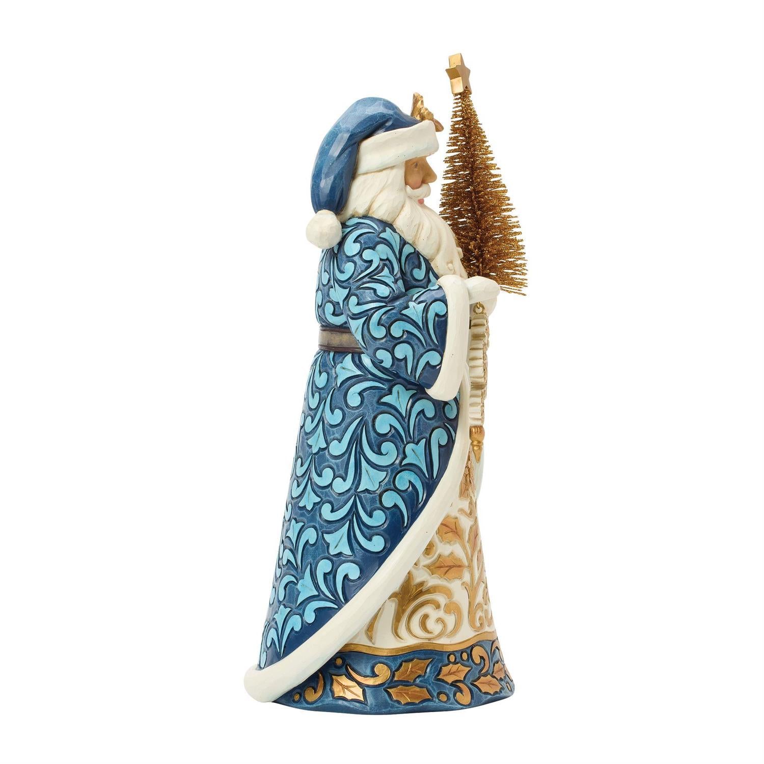 Holiday Elegance - Blue & Gold Santa Sisal Figurine - Country N More Gifts