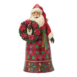 Christmas Offering - Santa with Wreath and Poinsettia - Country N More Gifts
