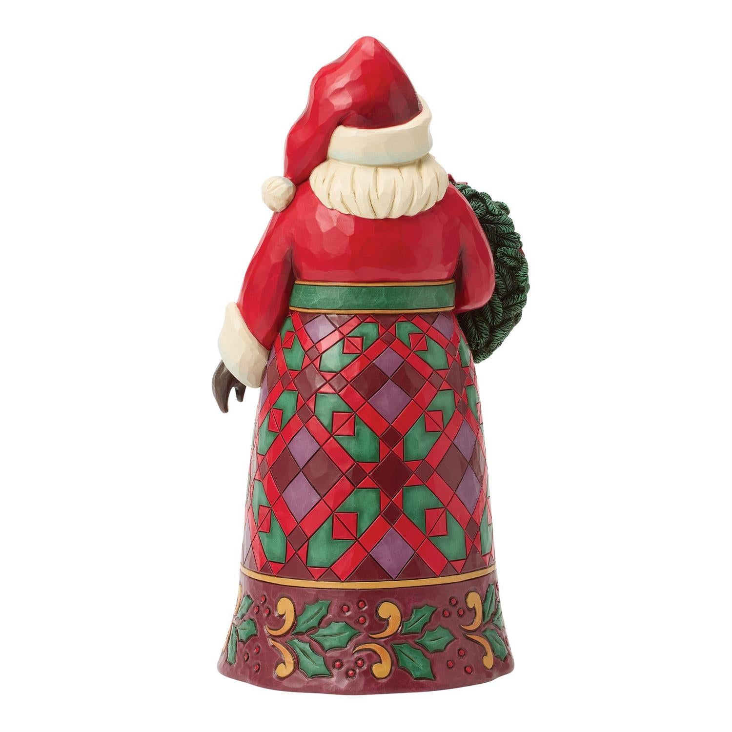 Christmas Offering - Santa with Wreath and Poinsettia - Country N More Gifts