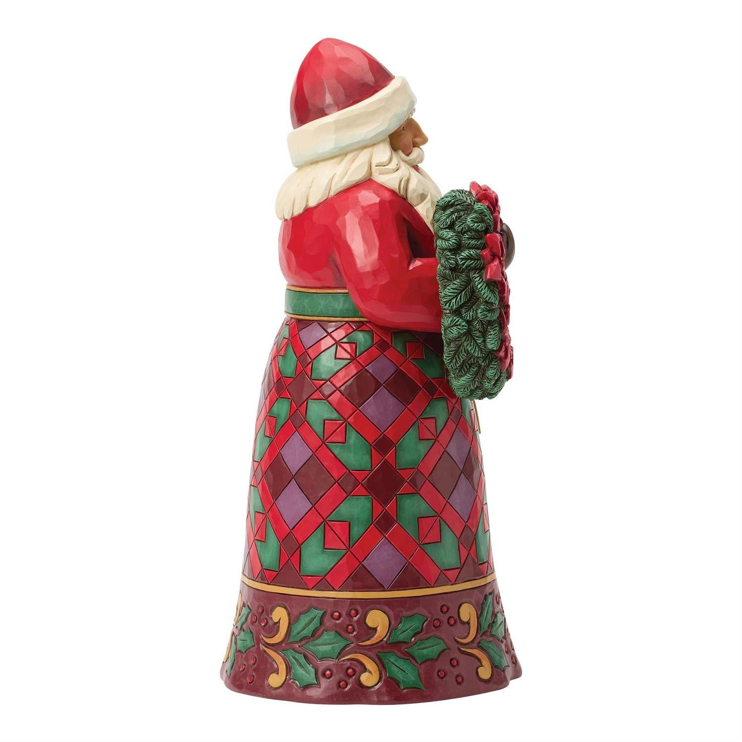 Christmas Offering - Santa with Wreath and Poinsettia - Country N More Gifts
