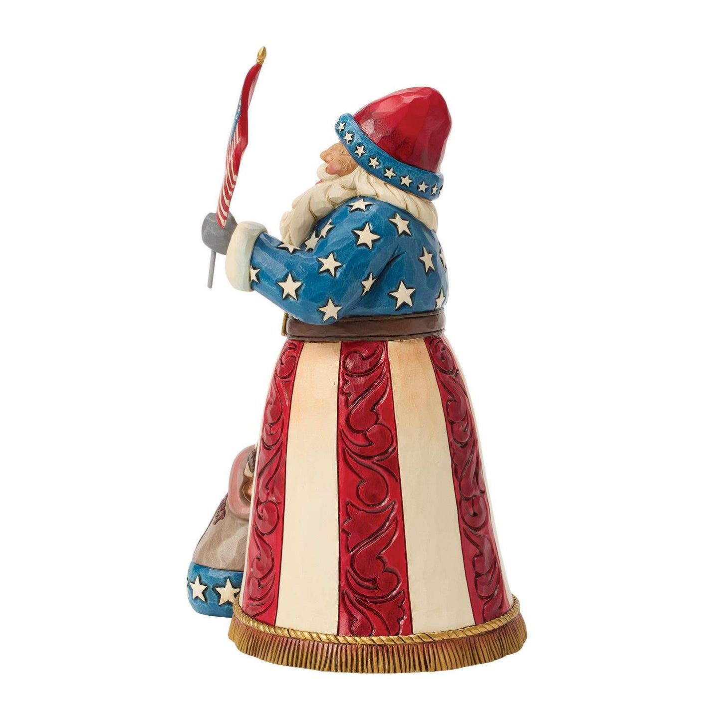 American Tradition - Patriotic Santa with Flag Figurine - Country N More Gifts