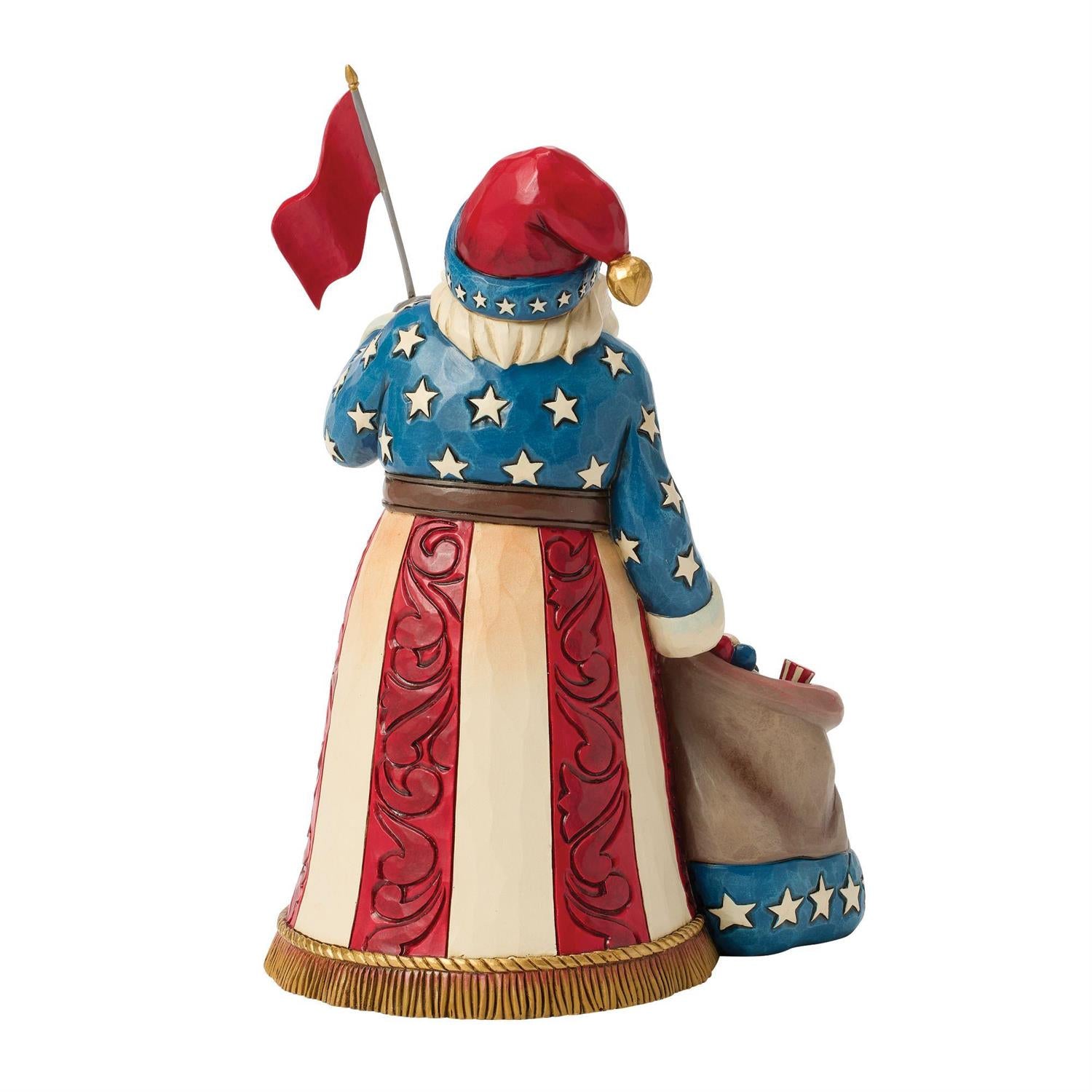 American Tradition - Patriotic Santa with Flag Figurine - Country N More Gifts