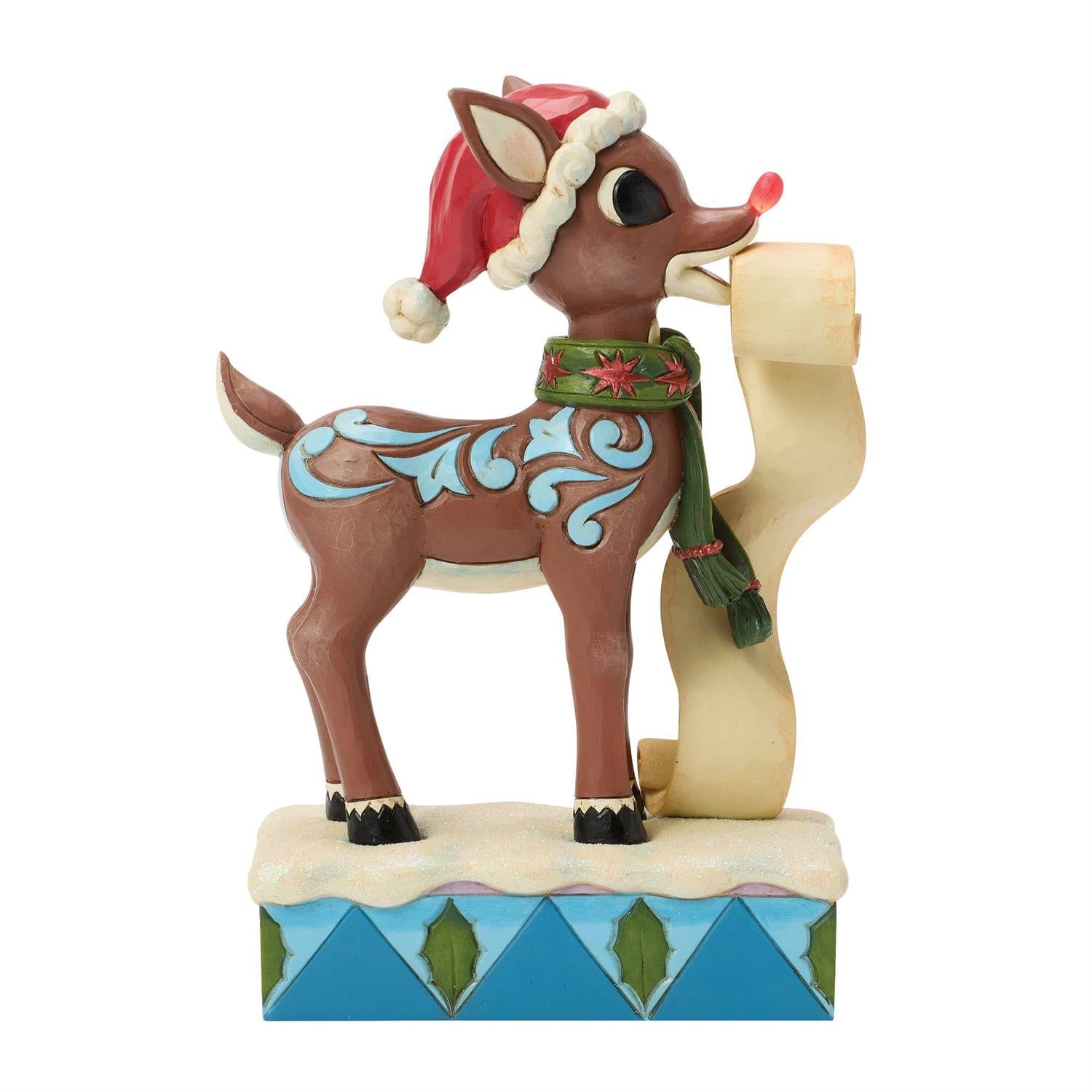 Rudolph with List in Mouth - Country N More Gifts