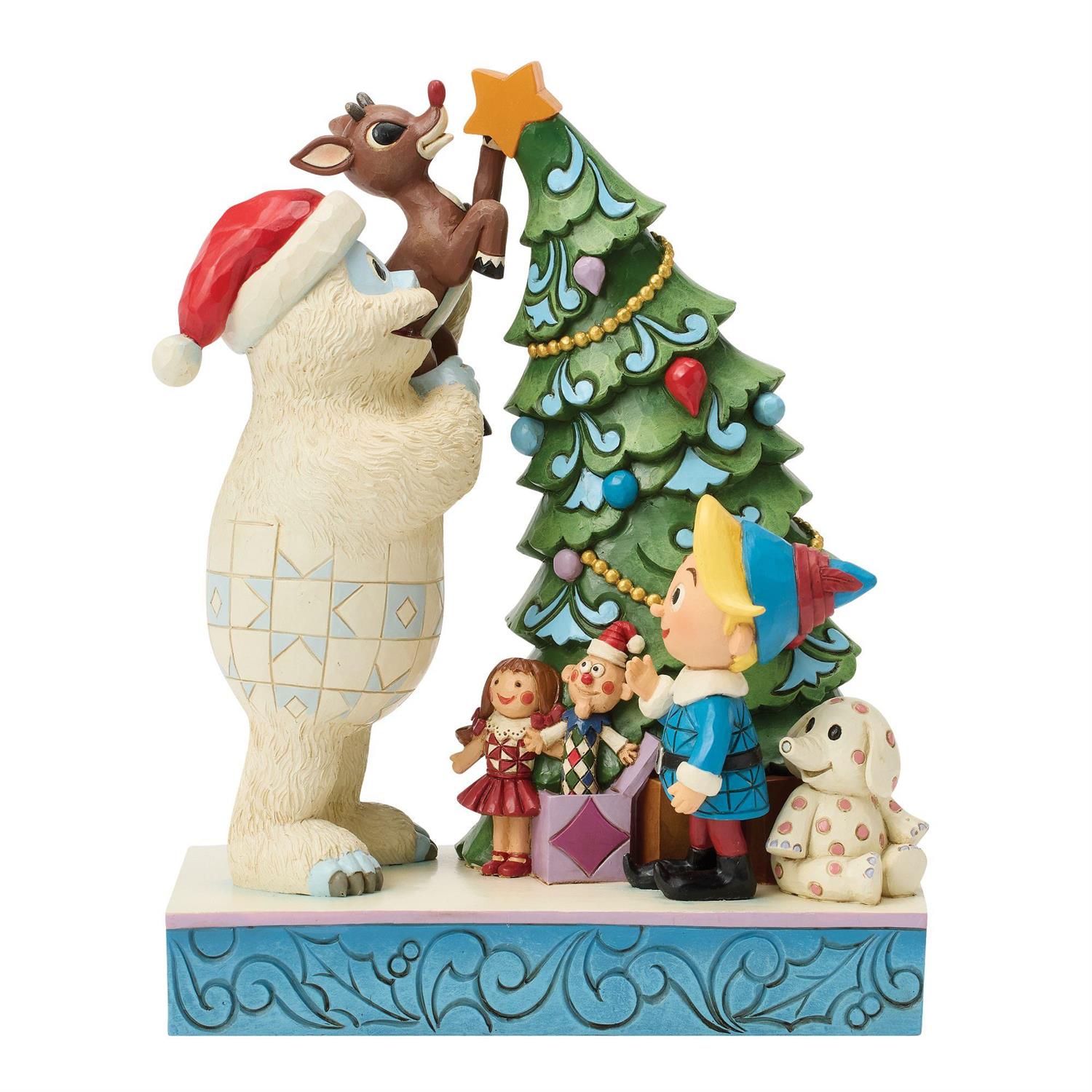 Bumble Holding Rudolph by Tree - Country N More Gifts
