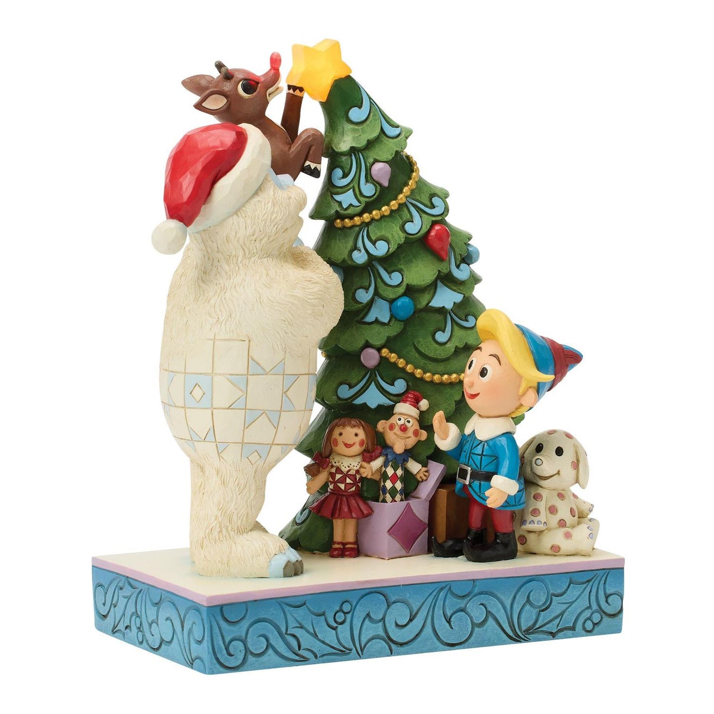 Bumble Holding Rudolph by Tree - Country N More Gifts
