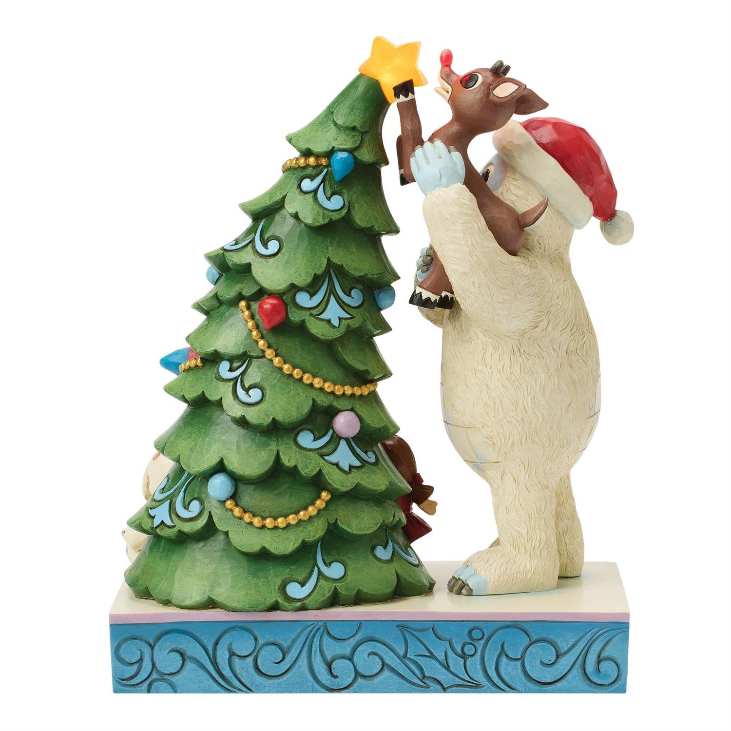 Bumble Holding Rudolph by Tree - Country N More Gifts