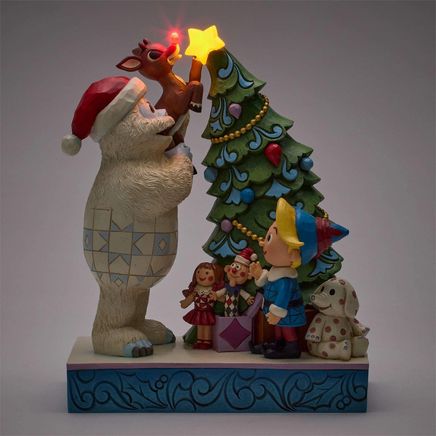 Bumble Holding Rudolph by Tree - Country N More Gifts