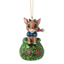 Dated 2026 Rudolph in Bag Hanging Ornament