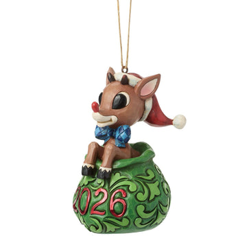 Dated 2026 Rudolph in Bag Hanging Ornament - Country N More Gifts