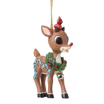 Rudolph with Wreath Hanging Ornament - Country N More Gifts