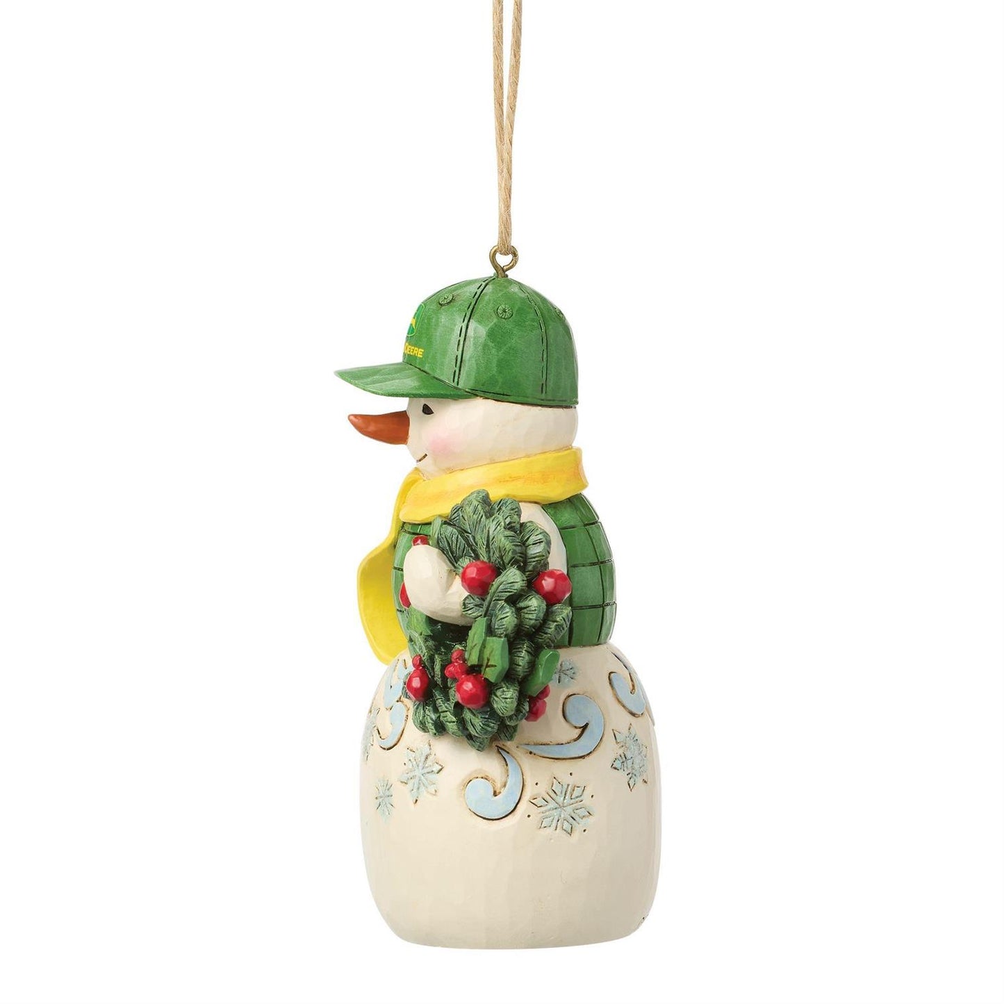 Snowman in John Deere Hat Hanging Ornament - Country N More Gifts