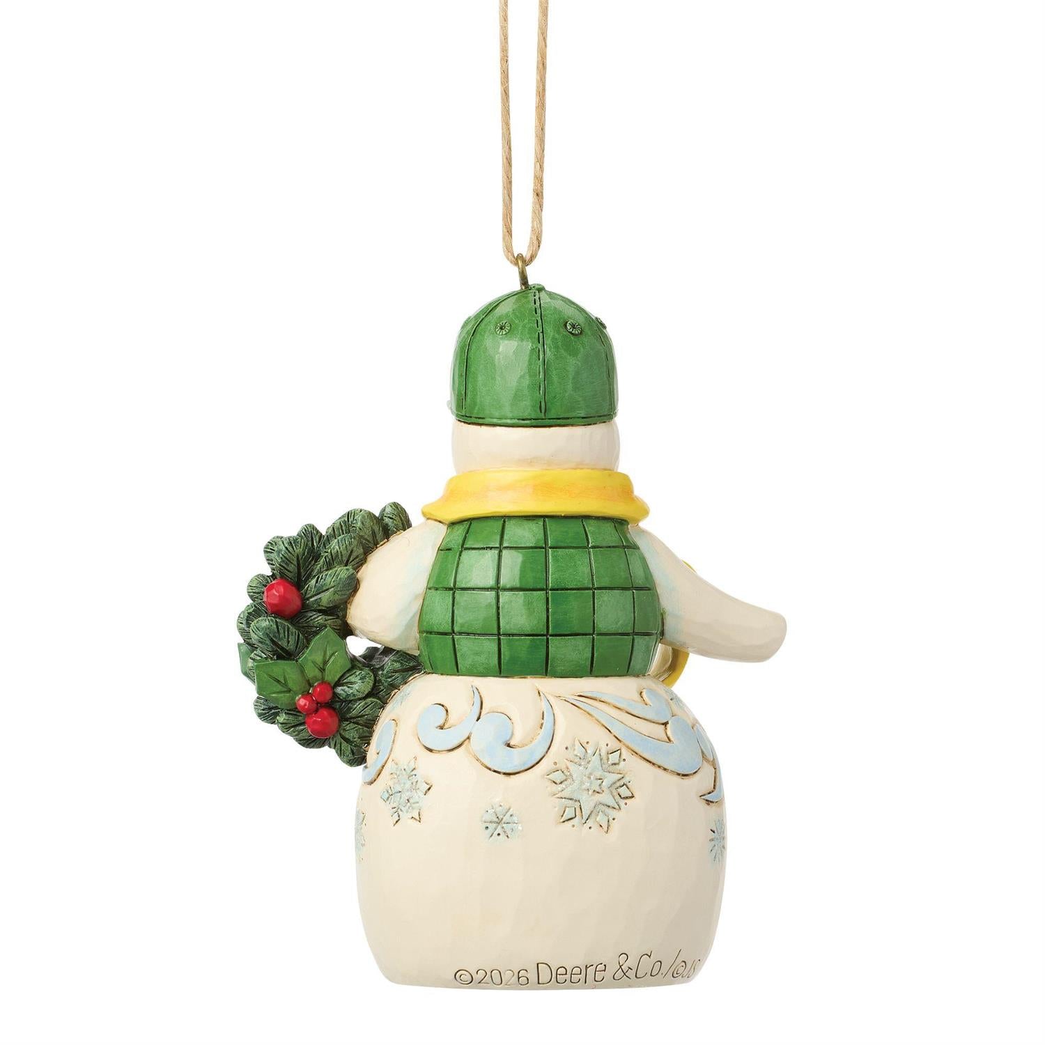 Snowman in John Deere Hat Hanging Ornament - Country N More Gifts