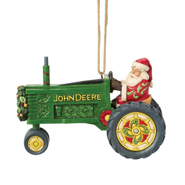 Santa on John Deere Tractor Hanging Ornament - Country N More Gifts
