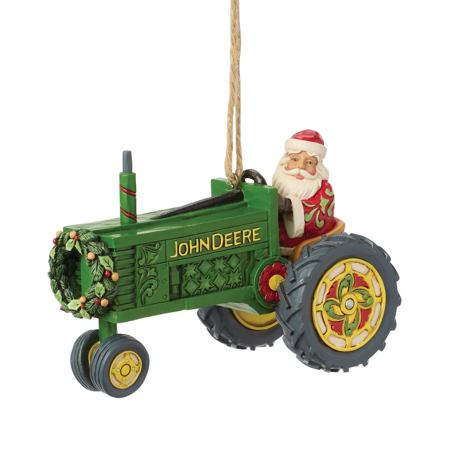 Santa on John Deere Tractor Hanging Ornament - Country N More Gifts