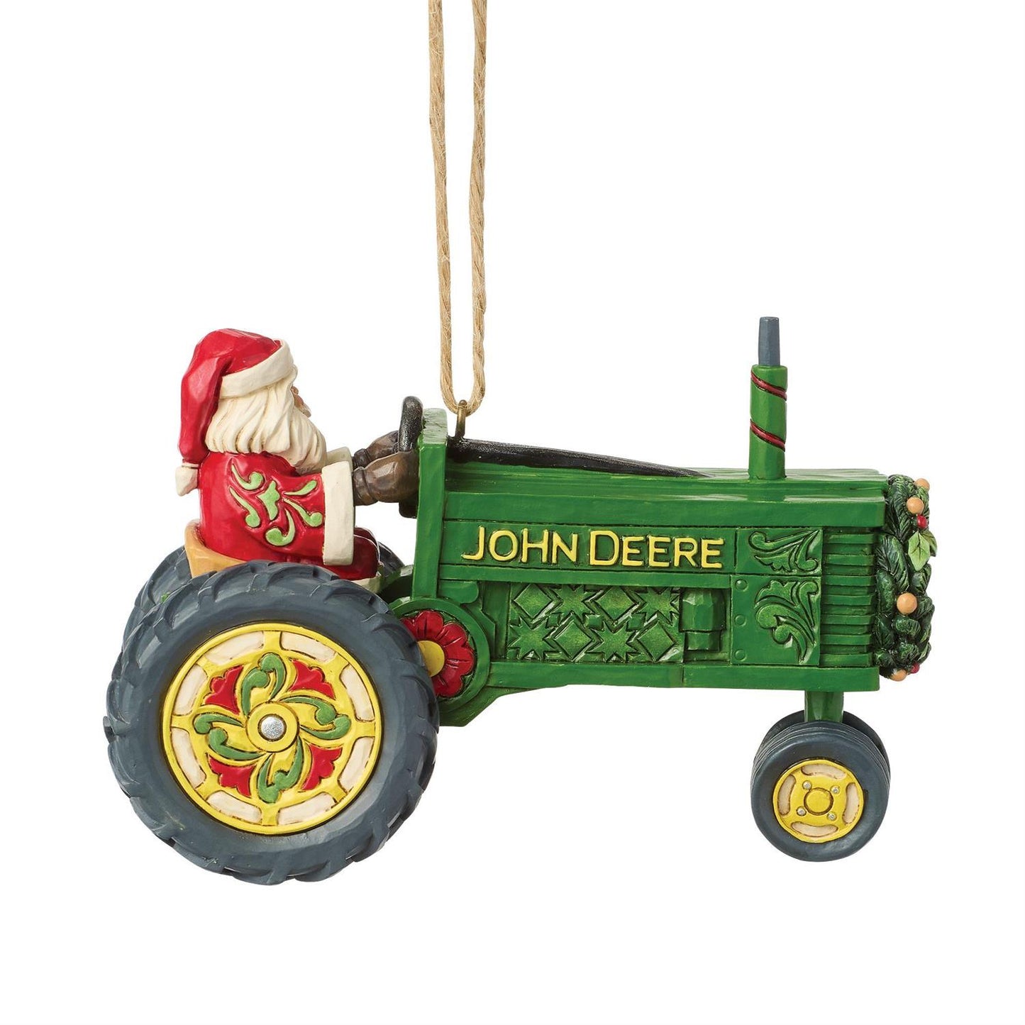 Santa on John Deere Tractor Hanging Ornament - Country N More Gifts