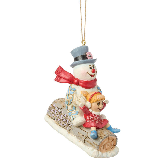 Frosty & Karen on Log Sled Hanging Ornament