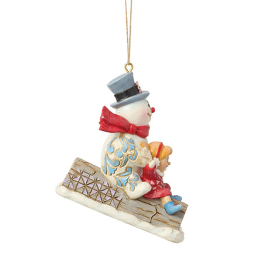 Frosty & Karen on Log Sled Hanging Ornament - Country N More Gifts