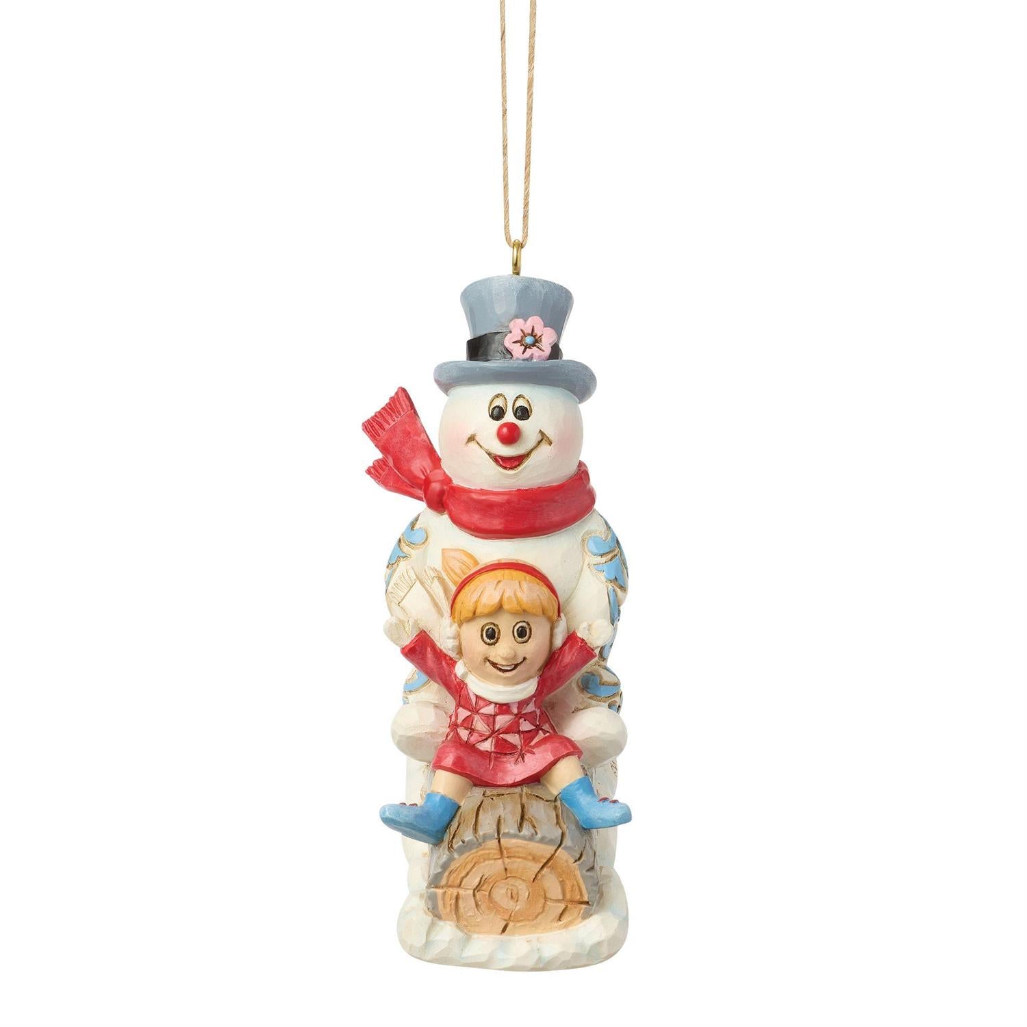 Frosty & Karen on Log Sled Hanging Ornament - Country N More Gifts