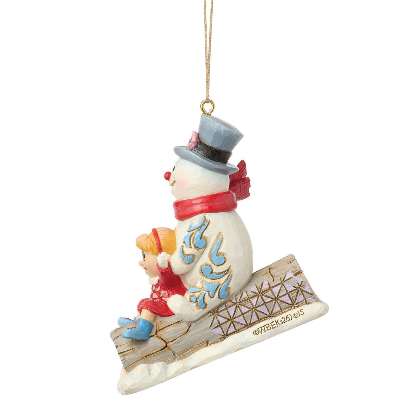 Frosty & Karen on Log Sled Hanging Ornament - Country N More Gifts