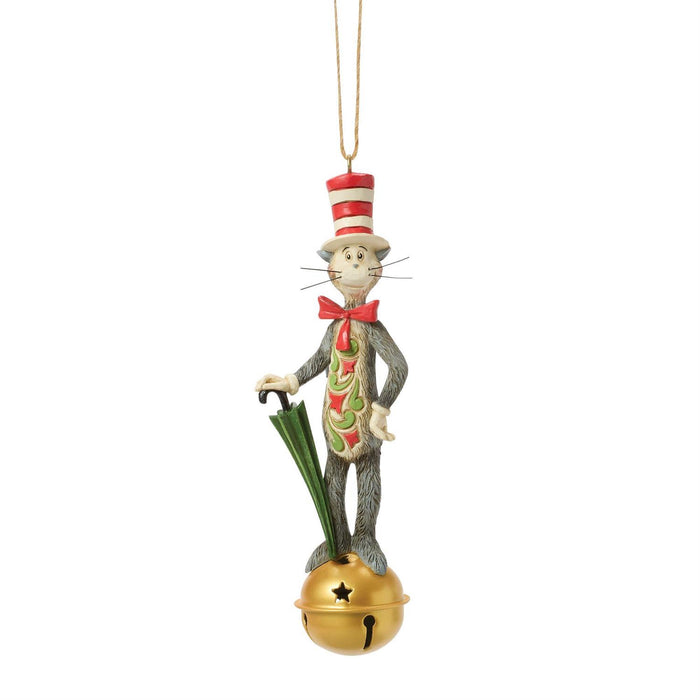 Cat in Hat on Jingle Bell Hanging Ornament