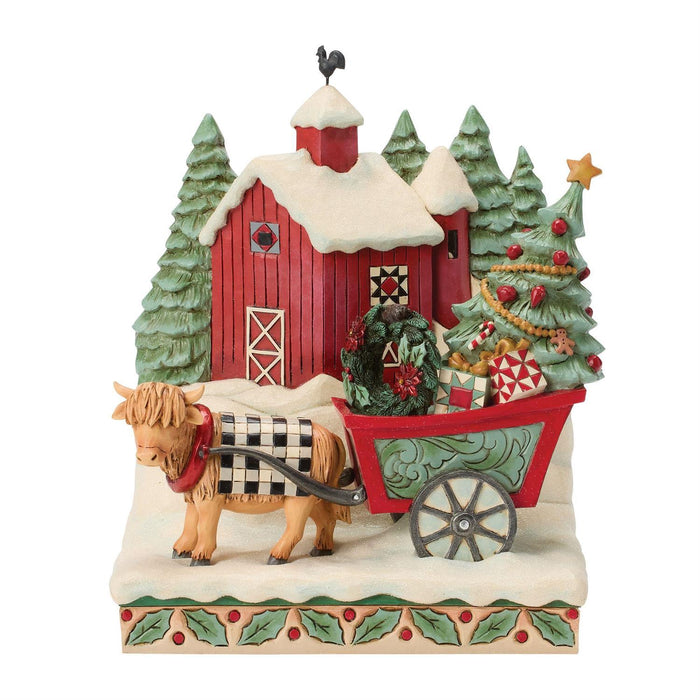 Full of Christmas Spirit - Highland Glen Barn Scene Figurine
