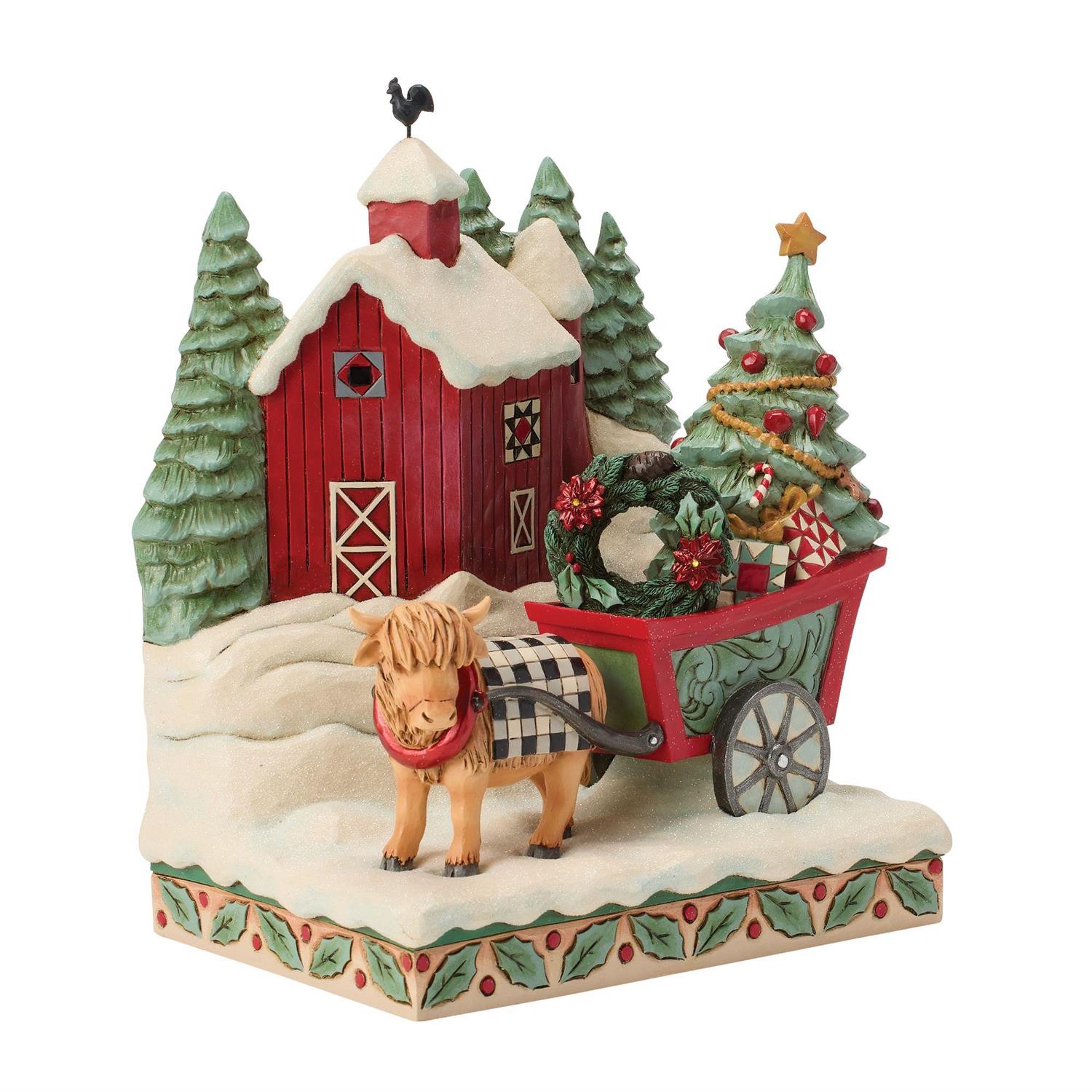 Full of Christmas Spirit - Highland Glen Barn Scene Figurine - Country N More Gifts