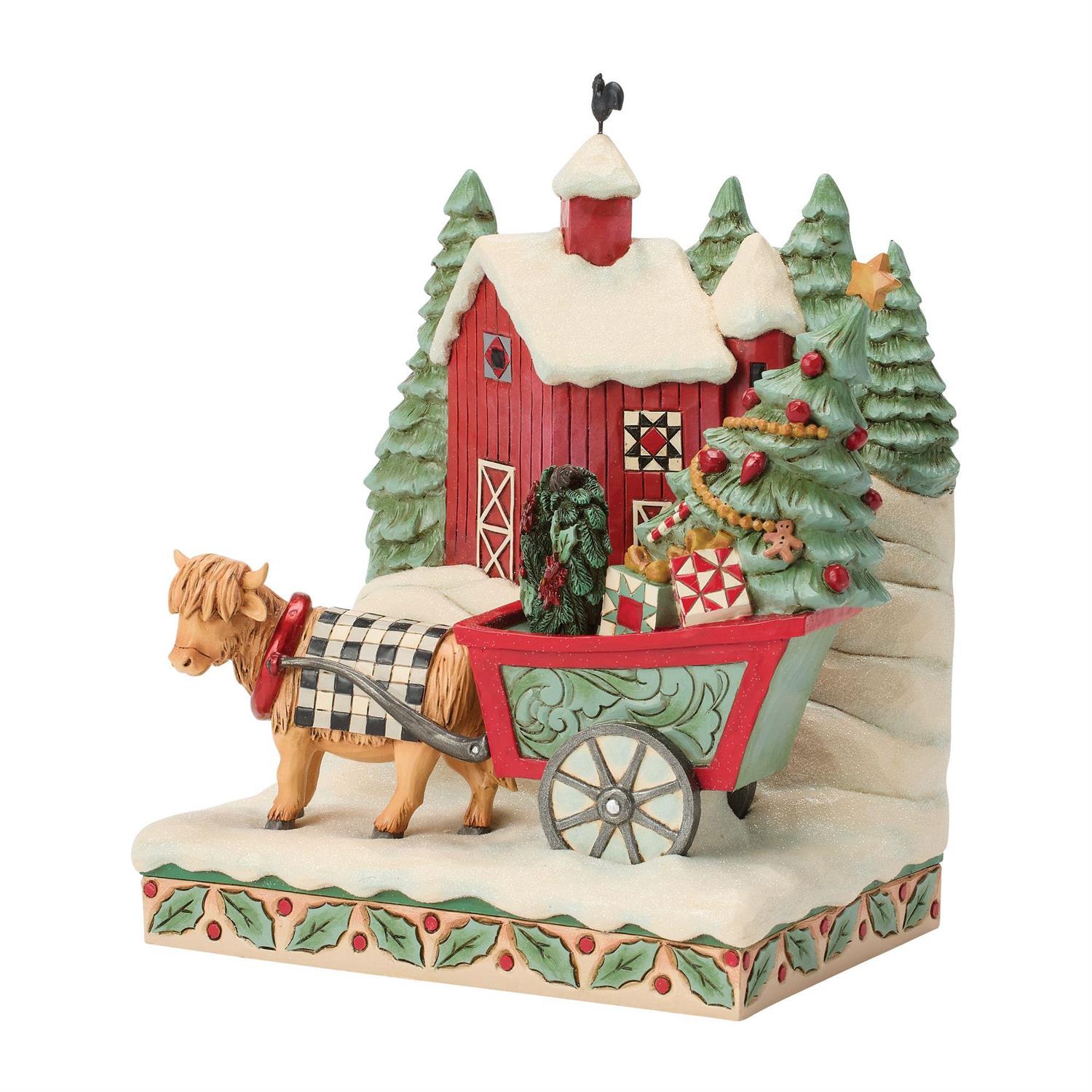 Full of Christmas Spirit - Highland Glen Barn Scene Figurine - Country N More Gifts