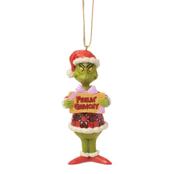 Buy Jim Shore at CountryNMoreGifts.com Grinchy holding a Feelin Grinchy Sign Ornament