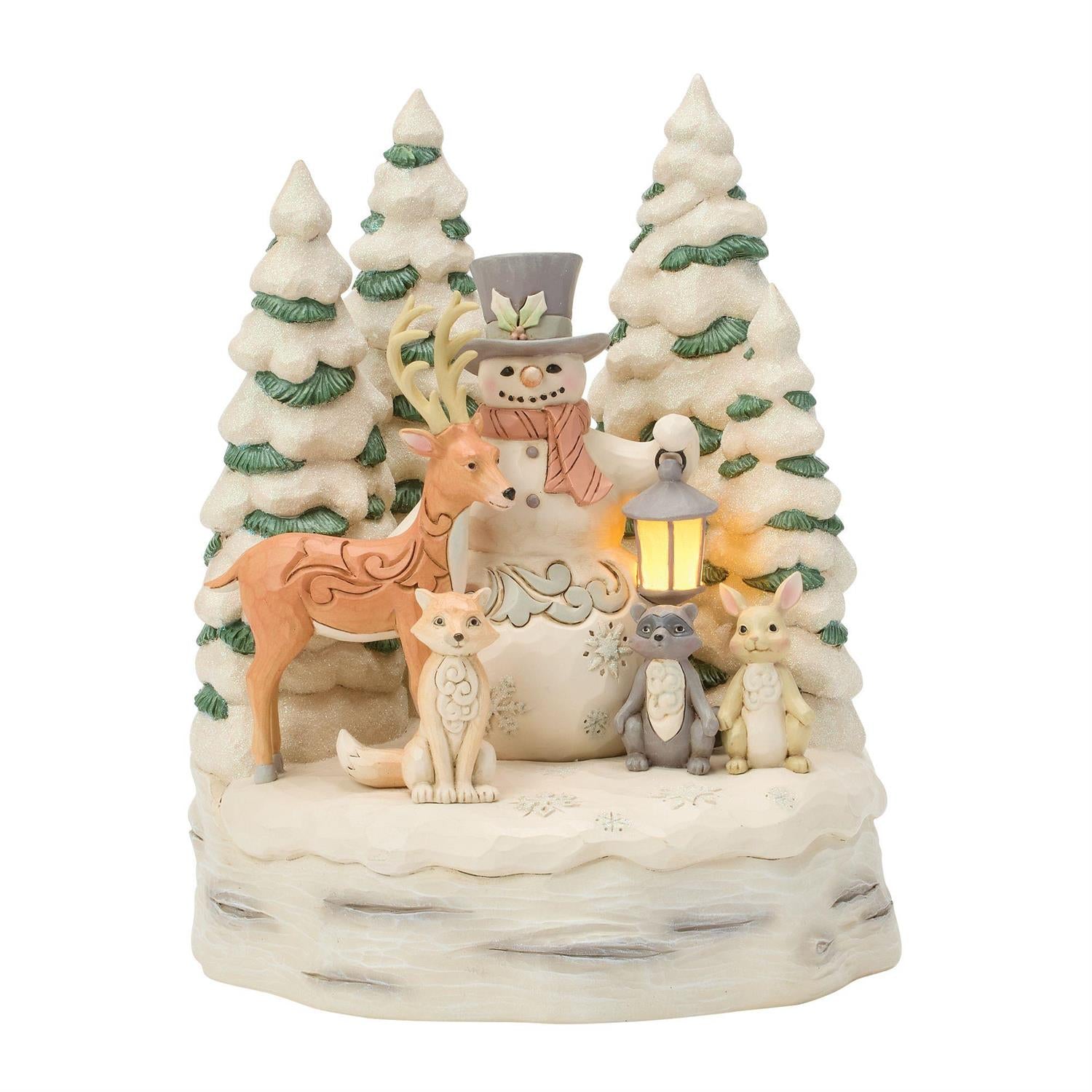 All is Calm, All is White - Woodland Snowman with Forest Figurine - Country N More Gifts