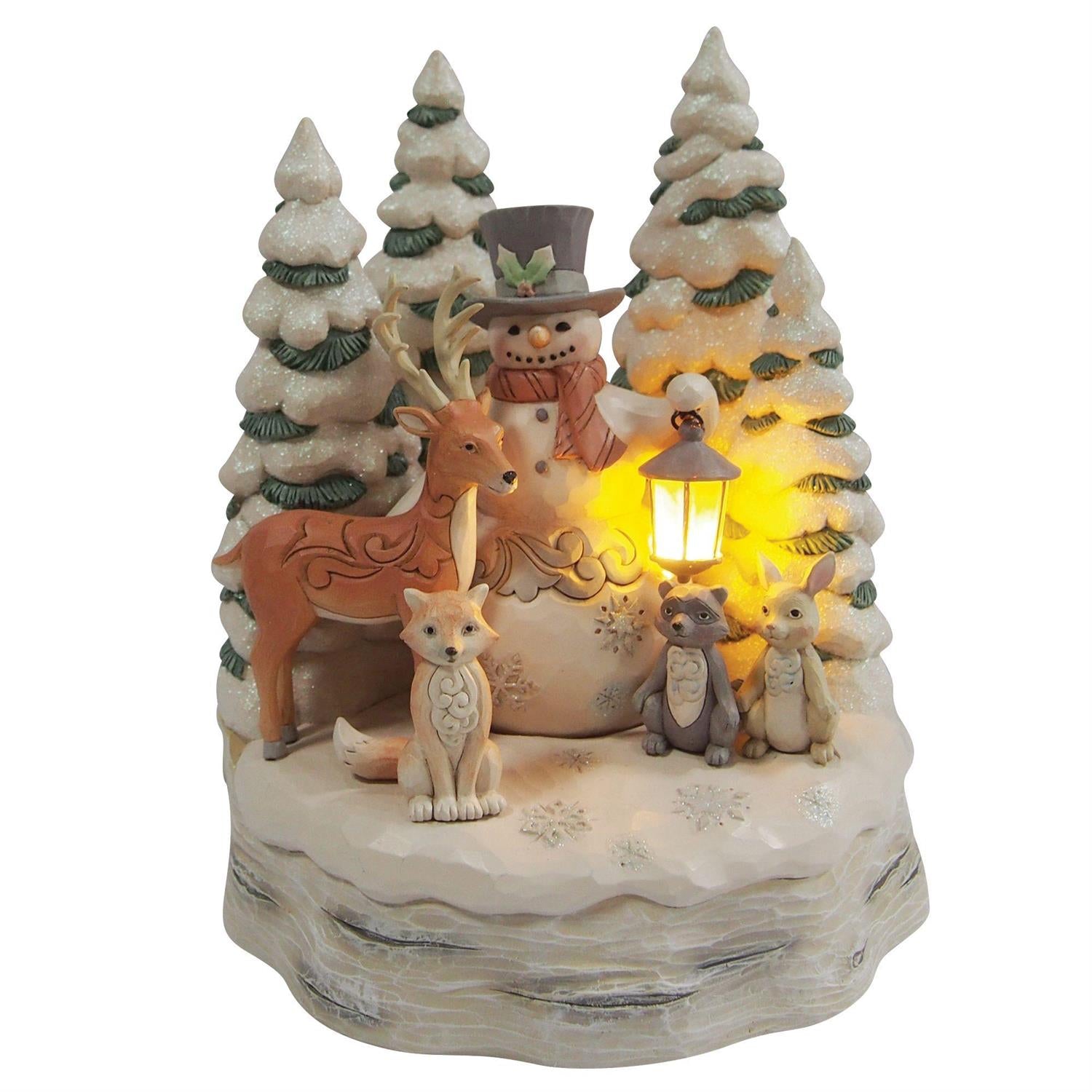 All is Calm, All is White - Woodland Snowman with Forest Figurine - Country N More Gifts