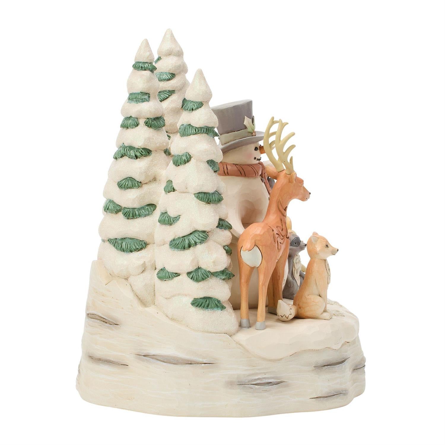 All is Calm, All is White - Woodland Snowman with Forest Figurine - Country N More Gifts