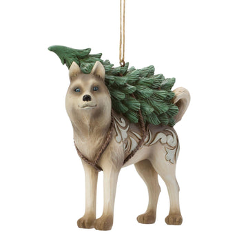 Woodland Husky with Tree Ornament - Country N More Gifts