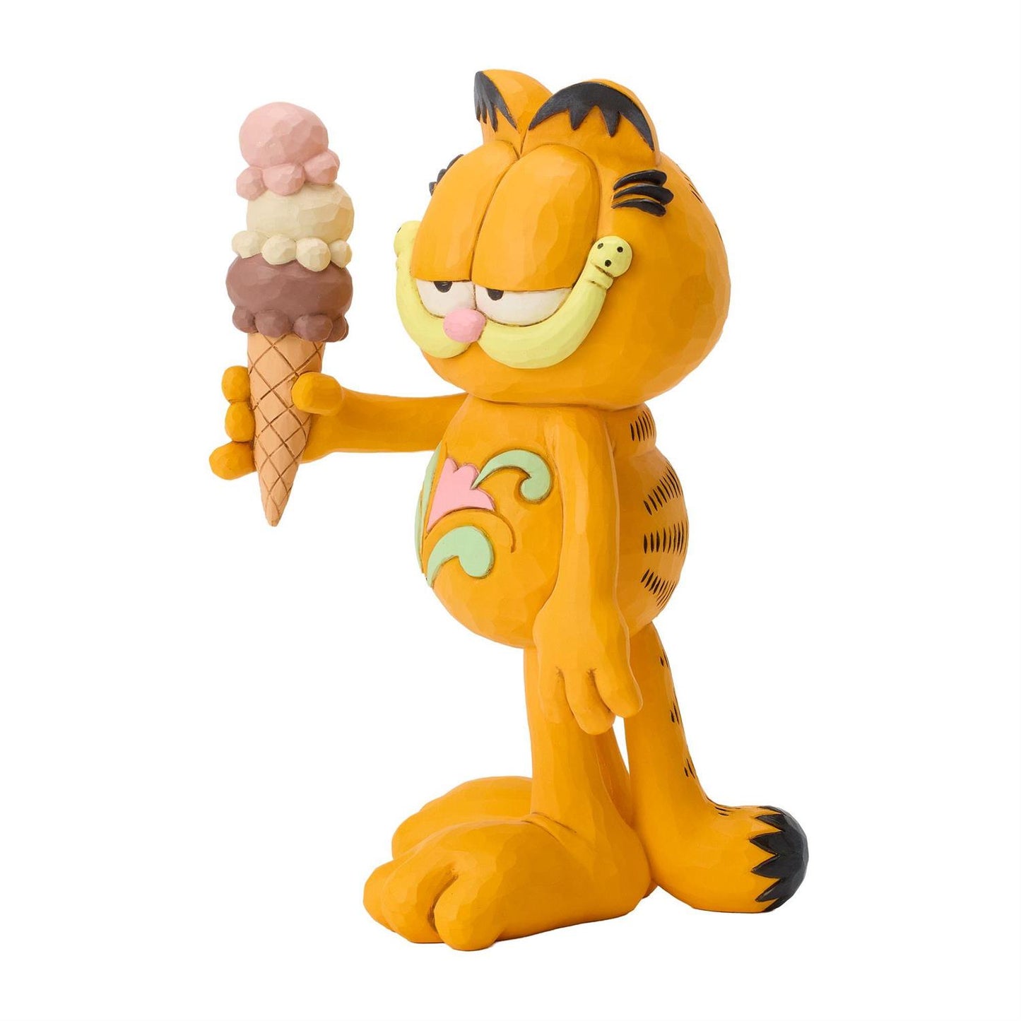 Garfield holding an Ice Cream Cone with 3 Scoops on it